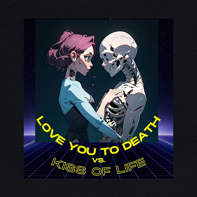 Love you to death vs Kiss of life cartoon girl and skeleton by PersianFMts